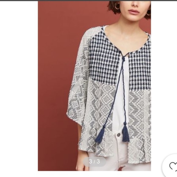 NWT Anthropologie gingham eyelet kimono - Picture 4 of 8